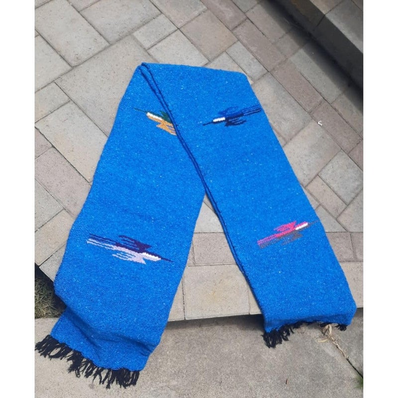 Open Road Goods Yoga Blanket - Thick Mexican Thunderbird Blanket - Handmade and Made for Yoga! (Aqua Blue) - Image 4